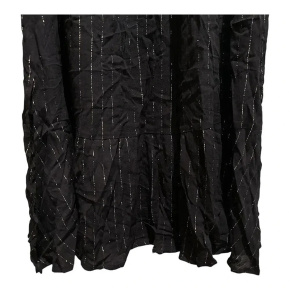 NWT Oat New York Long Sleeve Black‎ & Gold Square Neck Smocked Dress | Size S - Picture 5 of 9